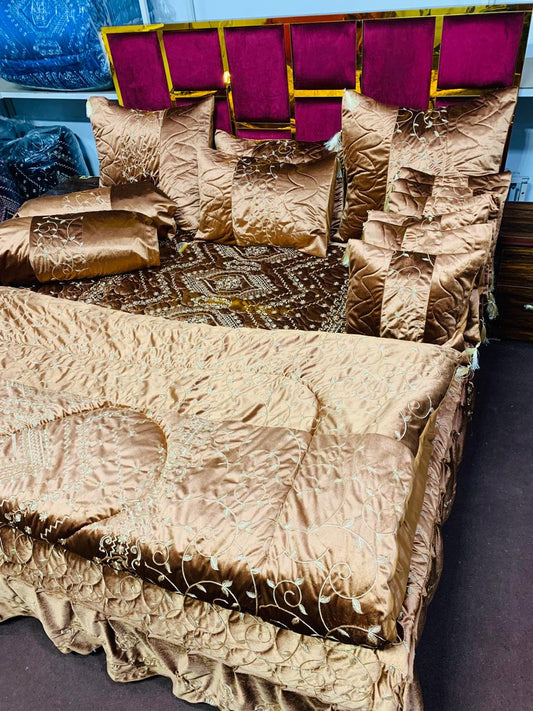 Luxury Fancy Bridal Quilt Cover Set 14 Pcs - 11
