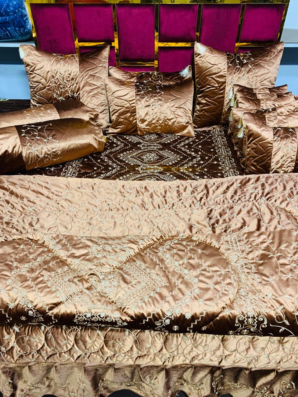 Luxury Fancy Bridal Quilt Cover Set 14 Pcs - 11