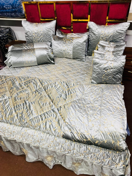 Luxury Fancy Bridal Quilt Cover Set 14 Pcs - 10