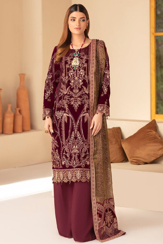 Mehroon Velvet Dress