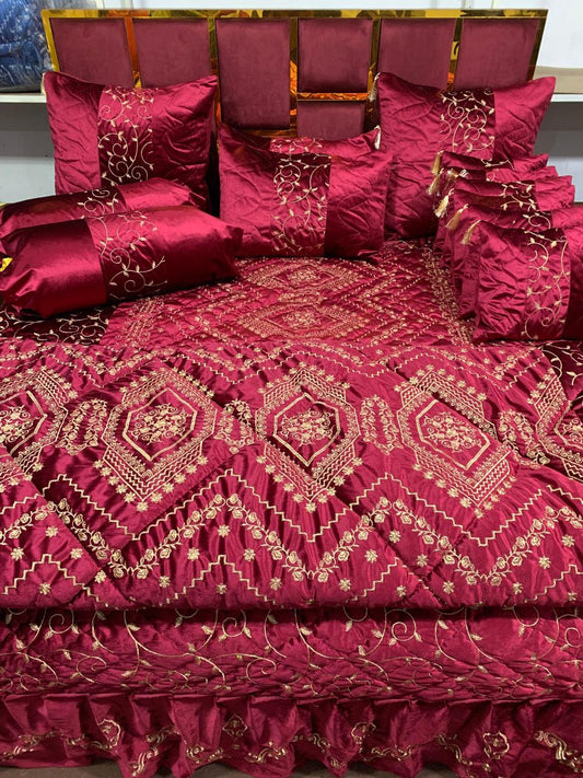 Luxury Fancy Bridal Quilt Cover Set 14 Pcs - 8