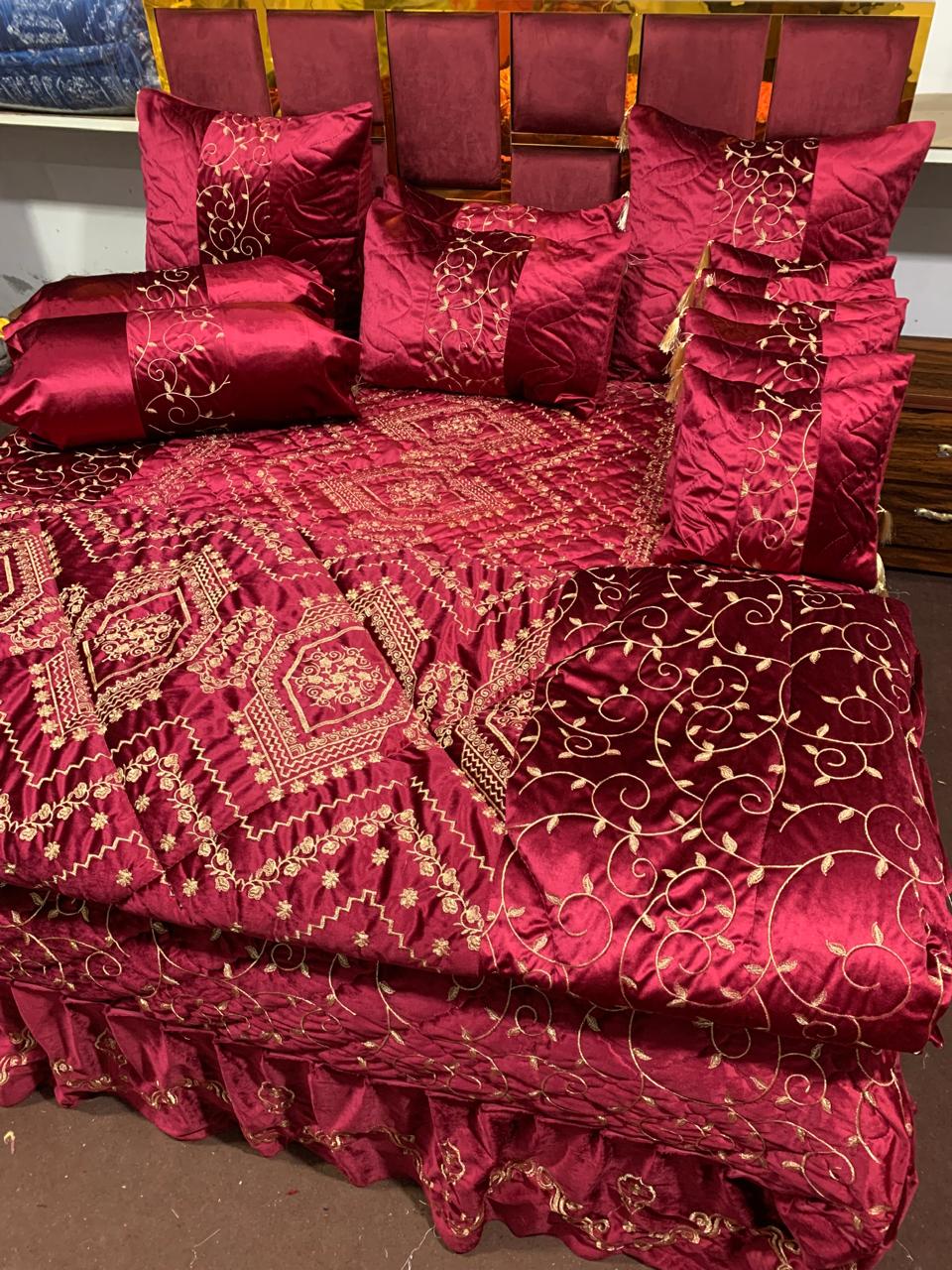 Luxury Fancy Bridal Quilt Cover Set 14 Pcs - 8