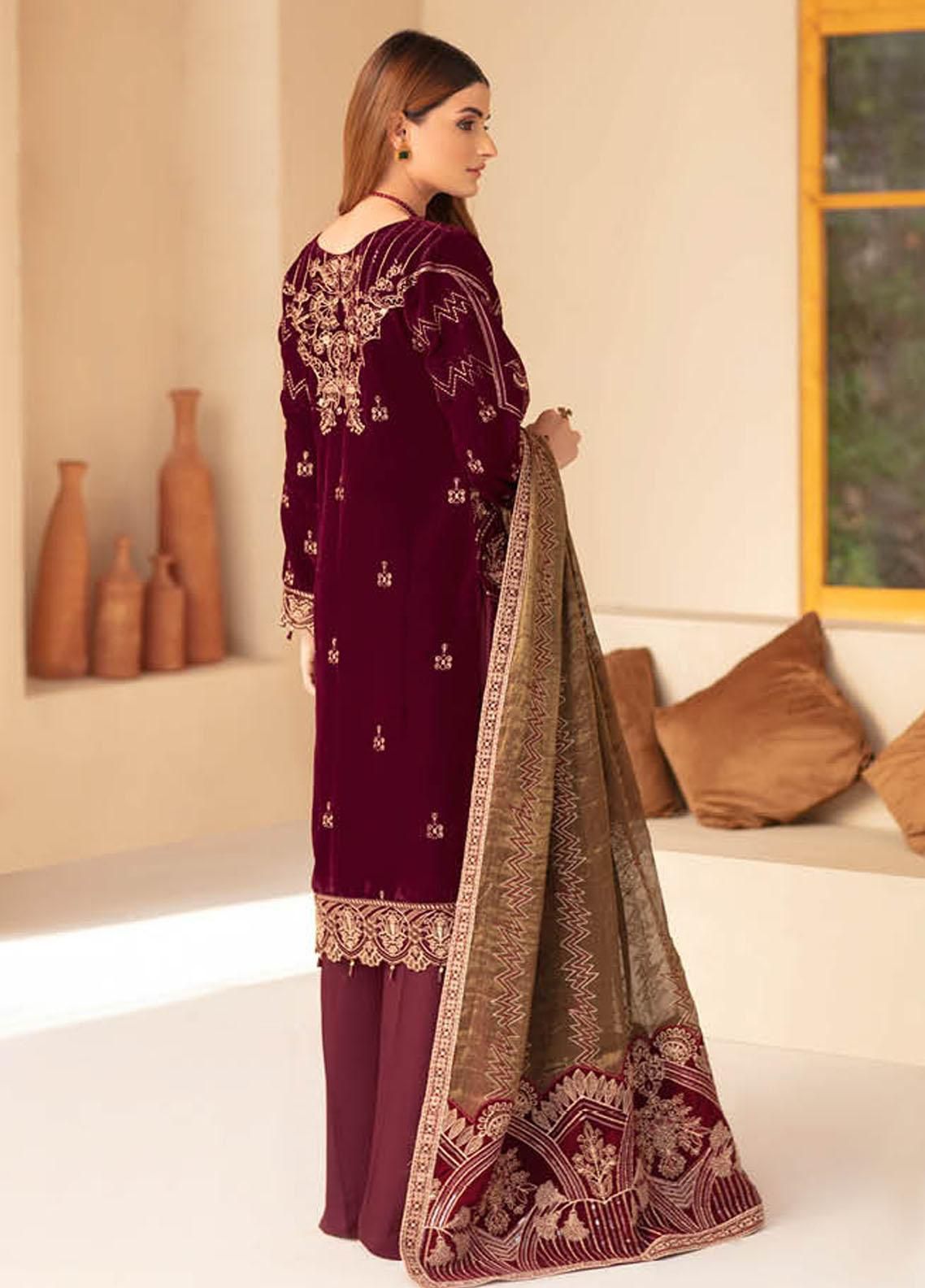Mehroon Velvet Dress