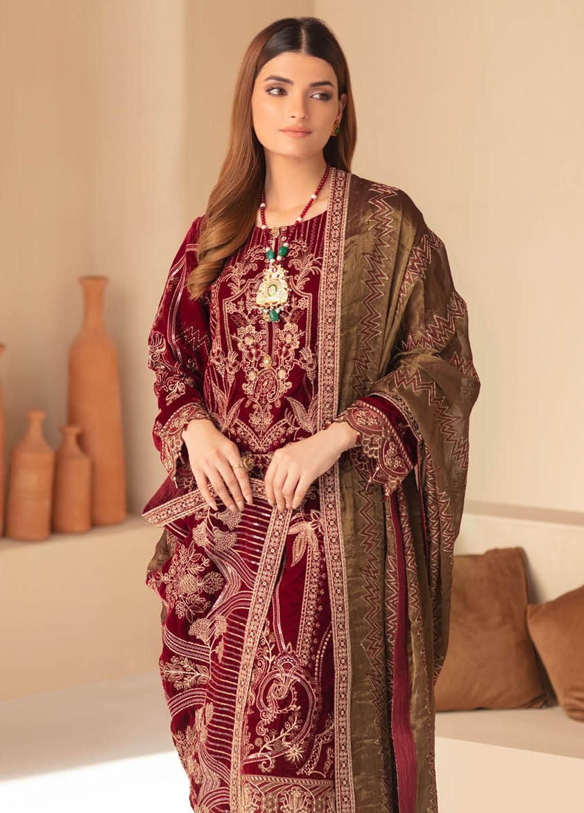 Mehroon Velvet Dress