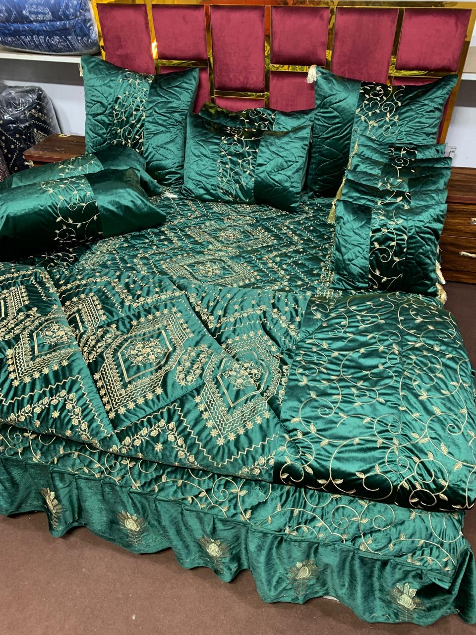 Luxury Fancy Bridal Quilt Cover Set 14 Pcs - 9